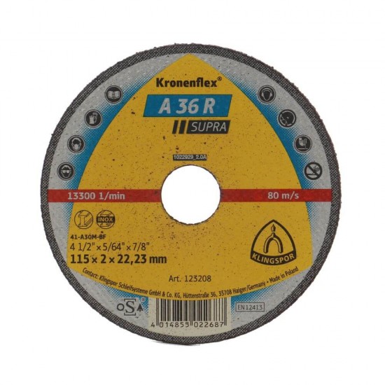Disc Debitare Klingspor A36R Supra, Universal, Inox, 115x2x22 mm, Disc Debitare Universal, Disc pentru Polizorul Unghiular, Disc pentru Flex, Panza Flex Inox, Discuri Debitare Metale, Discuri pentru Polizoare Unghiulare, Discuri pentru Flex Mic