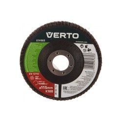 Disc Polizare Lamelar Evantai Verto, Granulatie K100, 115 mm, Prindere 22.2 mm, Disc de Polizare, Discuri Polizare, Discuri de Polizare, Disc Lamelar Polizare, Disc Polizare pentru Flex, Discuri Polizare Flex, Disc Evantai Polizare