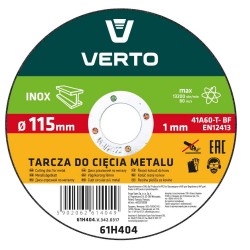 Disc Taiere Metal Verto, 115x1 mm, Prindere 22.2 mm, pentru Flex, Disc de Taiere Metal, Disc Taiere Flex, Disc Taiere Polizor Unghiular, Discuri Taiere Metal, Discuri Taiere Flex, Discuri Taiere Polizor Unghiular, Disc Taiere Otel, Discuri Taiere Otel