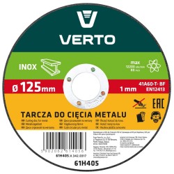 Disc Taiere Metal Verto, 125x1 mm, Prindere 22.2 mm, pentru Flex, Disc de Taiere Metal, Disc Taiere Flex, Disc Taiere Polizor Unghiular, Discuri Taiere Metal, Discuri Taiere Flex, Discuri Taiere Polizor Unghiular, Disc Taiere Otel, Discuri Taiere Otel
