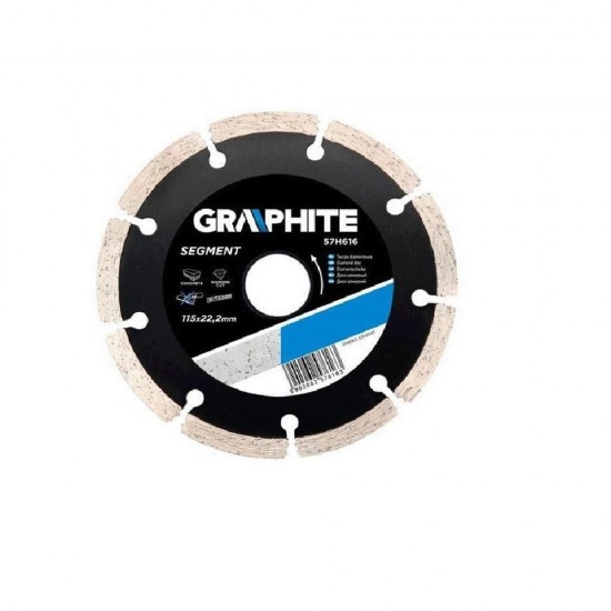 Disc Diamantat Graphite, Segmentat, 115x22.2 mm, pentru Flex, 1 Buc, Accesorii Polizare si Slefuire, Accesorii Polizare si Slefuire Graphite, Disc Diamantat pentru Flex