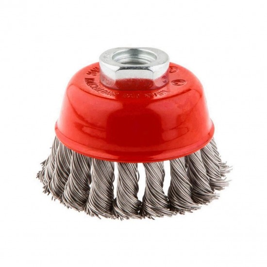 Perie de Sarma Cupa, din Inox, pentru Flex, cu Prindere M14, 80 mm, Perie de Sarma Inox, Perie de Sarma pentru Flex, Perie de Sarma de Flex, Perie pentru Curatat de Sarma, Perie de Sarma pentru Curatat
