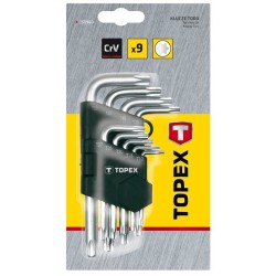 Set de 9 Chei Scurte Torx Topex, Dimensiuni T10- T50 mm, Chei Torx, Chei Torx  Scurte, Set Chei Torx, Chei Torx  Profesionale, Chei Torx Mari, Cheie Torx, Chei Hexagonale Torx, Cheie Cap Inbus, Cheie Torx  Scurta