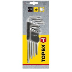 Set de 9 Chei Lungi Torx Topex, Dimensiuni T10- T50 mm, Chei Torx, Chei Torx  Lungi, Set Chei Torx, Chei Torx  Profesionale, Chei Torx Mari, Cheie Torx, Chei Hexagonale Torx, Cheie Cap Inbus, Cheie Torx  Scurta