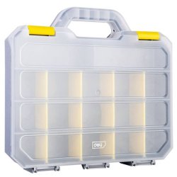 Cutie Medie Depozitare Scule Deli, Plastic, 315x280x60 mm, Compartimentare Interioara Flexibila, Cutie pentru Scule, Cutie de Scule, Cutie Depozitare Scule, Cutii Scule, Cutie pentru Unelte, Cutie de Unelte, Cutie Depozitare Unelte