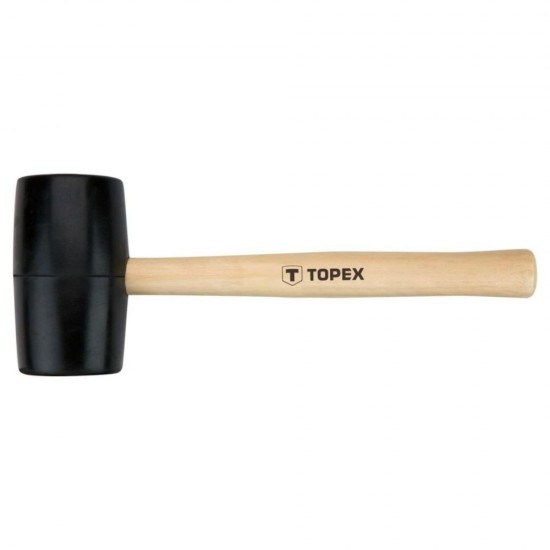 Ciocan de Cauciuc Topex, Maner de Lemn, 305x88 mm, 340 g, Ciocan Topex, Ciocan din Cauciuc, Ciocan Topex de Cauciuc, Ciocan 340 g, Ciocan Cauciuc, Ciocan din Cauciuc Negru