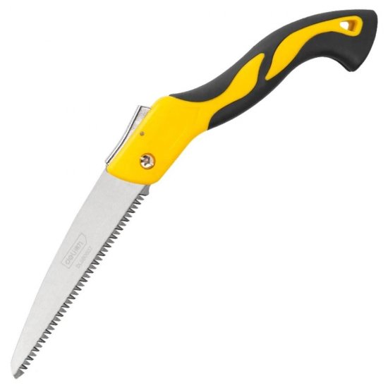 Fierastrau Pliabil Gradinarit Deli, 24 cm Lungime, Zimti cu 3 Laturi, Maner Antiderapant, Fierastrau Gradinarit, Fierastraie Gradinarit, Fierastrau pentru Gradina, Fierastraie Pliabile, Fierastraie Gradina, Mini Fierastrau, Fierastrau Hobby