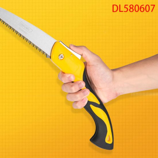 Fierastrau Pliabil Gradinarit Deli, 24 cm Lungime, Zimti cu 3 Laturi, Maner Antiderapant, Fierastrau Gradinarit, Fierastraie Gradinarit, Fierastrau pentru Gradina, Fierastraie Pliabile, Fierastraie Gradina, Mini Fierastrau, Fierastrau Hobby