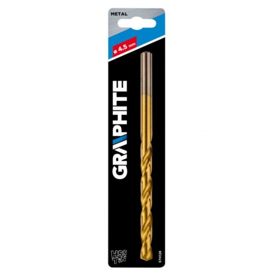 Burghiu HSS TiN pentru Metal Graphite, 4.5 mm, Burghiu Metal, Burghiu Otel, Burghiu Placi Metalice, Burghiu Gaurire Metal, Burghiu din Otel, Burghiu Gaurire Otel, Burghie Metal, Burghie Otel, Burghie din Otel, Burghie Gaurire