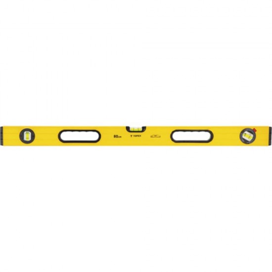 Nivela cu Trei Bule de Aer TOPEX, Aluminiu, 80 cm x 53 mm, Maner Ergonomic, Nivela din Aluminiu, Nivela Aluminiu cu Trei Bule de Aer, Nivela cu Maner Ergonomic, Boloboc, Boloboc Aluminiu, Boloboc Maner Ergonomic, Boloboc cu Trei Bule de Aer