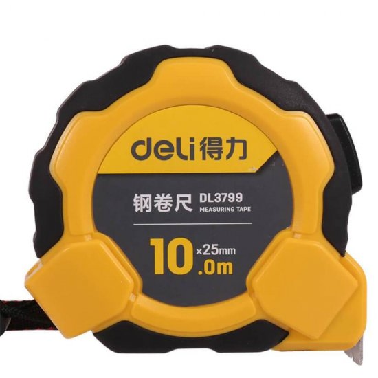 Ruleta din Otel Deli, 10m x 25mm, Buton Blocare Automata, Carcasa Cauciuc, Ruleta Masurare, Rulete din Otel, Ruleta pentru Masurat, Ruleta Tamplarie, Rulete Tamplarie, Rulete Masurare, Rulete Otel, Ruleta 10 m, Rulete 10 m