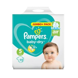 Scutece Pampers Baby-Dry, 72 Buc, Nr. 5, 11-16 kg, Scutece pentru Copii, Scutece nr 5, Scutece 11-16 kg, Scutece pentru Bebe, Scutece pentru Bebelusi, Scutece Protectie 12 Ore, Scutece pentru Noapte, Scutece de Noapte, Scutece Noapte nr 5