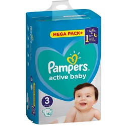 Scutece Pampers Active Baby, 152 Buc, Nr. 3, 6-10 kg, Scutece pentru Copii, Scutece nr 3, Scutece 6-10 kg, Scutece pentru Bebe Activi, Scutece pentru Copii Activi, Scutece Protectie 12 Ore, Scutece pentru Noapte, Scutece de Noapte