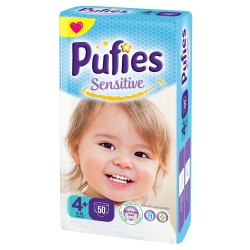 Scutece PUFIES Sensitive Maxi, Marimea 4+, 50 Buc/Bax, Scutece Bebelusi, Scutece pentru Copii, Scutece Absorbante, Scutece PUFIES, Scutece Marimea 4+