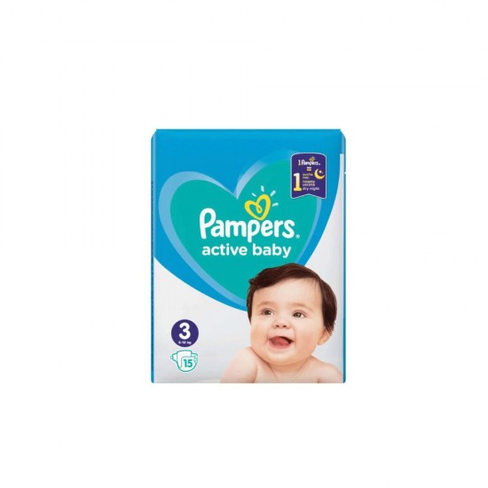 Scutece pentru Copii Pampers Active Baby Nr. 3, 15 Bucati, Scutece Copii, Scutece Bebelusi, Scutec Copii, Scutece de Copii, Scutece Pampers, Pampers Scutece, Scutece Chilot, Pampers Chilot, Scutece Nr. 3, Pampers Bebelusi, Scutece de Bebelusi