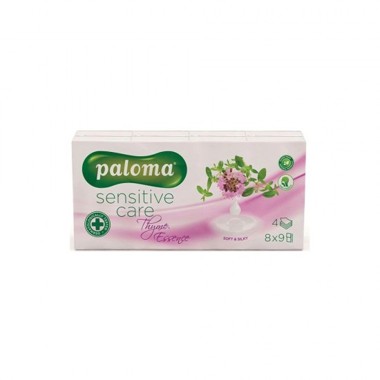 Batiste Hartie PALOMA, 4 Straturi, Parfum de Cimbru, 8x9 cm, 8 Buc/Set, Servetele Uscate, Batiste Nazale Parfumate, Servetele Parfumate, Servetele Uscate Parfumate, Servetele Faciale, Articole Cosmetica, Set de Servetele