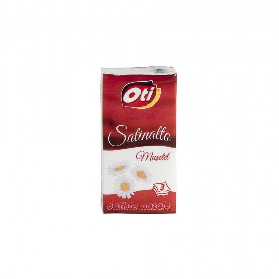 Batiste Nazale Parfumate OTI Satinatto, 3 Straturi, 10 Pachete/Set, Pafrum Musetel, Culoare Alba, Batiste Nazale Unica Folosinta, Servetele Nazale Parfumate, Batiste Parfumate din Hartie, Servetele Cosmetice, Servetele Parfumate Musetel
