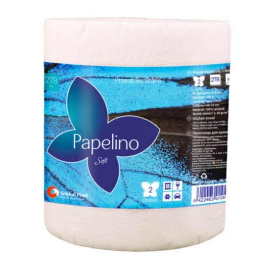 Prosoape Bucatarie in 2 Straturi, 280 Foi/Rola, 23x22 cm, Greutate 540 g, Prosoape de Bucatarie Papelino Soft, Prosoape Hartie in Rola pentru Bucatarie, Rola Servetele Bucatarie, Prosoape Unica Folosinta, Prosoape din Hartie si Servetele