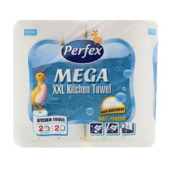 Prosoape Bucatarie Perfex Mega XXL, 2 Straturi, 90 Foi/Rola, 23x22 cm, 2 Role/Bax, Prosoape Unica Folosinta, Rola Servetele Bucatarie, Prosoape Hartie si Servetele, Prosoape de Hartie cu Putere Mare de Absorbtie