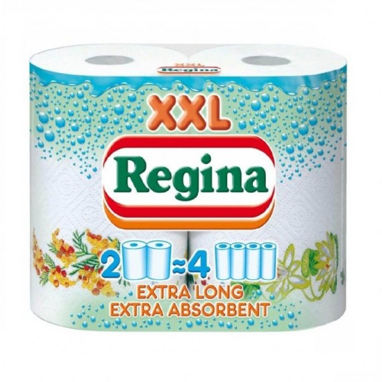 Prosoape de Bucatarie Regina XXL Decorate, 2 Straturi, 2 Role/Bax, 24x27.5 cm, Lungime Rola 24 m, Prosoape Unica Folosinta,  Rola Servetele Bucatarie, Prosoape Hartie si Servetele, Prosoape Hartie de Bucatarie Decorate, Prosoape de Hartie Super Absorbante