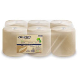 Prosop Hartie Lucart Eco Natural, 2 Straturi, 19x35 cm, 6 Buc/Set, 450 Foi/Rola, Lungime Rola 158 m, Rola Servetele Hartie, Prosoape Hartie si Servetele, Prosoape de Hartie pentru Dispenser, Prosoape Unica Folosinta