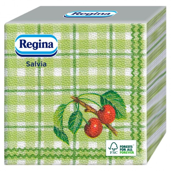 Pachet 45 de Servetele de Masa, Regina Salvia, Un Strat, Verzi, Model Cirese, Curatenie Bucatarie, Servetele de Masa, Servetele Verzi