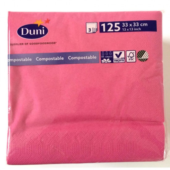 Servetele Fucsia pentru Masa Duni, 125Buc/Pachet, 33x33 cm, 3 Straturi, Servetele, Servetele de Hartie, Servetele din Hartie, Servetele de Masa, Servetele pentru Masa, Servetele Decorative, Servetele Decorative de Hartie 