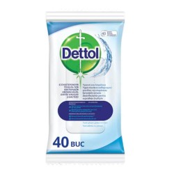 Servetele Dezinfectante DETTOL, 40 Servetele/Pachet, Servetele Umede, Servetele Delicate, Servetele Antibacteriene, Servetele Dezinfectante, Servetele Multifunctionale, Servetele Suprafete