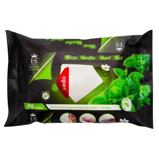 Servetele Umede ENKEL SOHNE, 120 Buc/Pachet, Parfum Menta, Servetele Umede pentru Maini, Servetele Umede Igienizante de Maini, Servetele Dezinfectante pentru Igienizarea Mainilor, Servetele Demachiante, Servetele Umede cu Menta