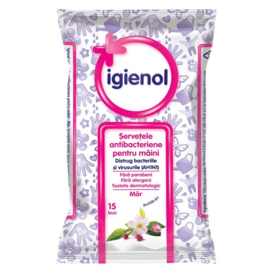 Servetele Dezinfectante Igienol, 15 Servetele/Pachet, Parfum Mar, Servetele Umede, Igienol Servetele Antibacteriene, Servetele Dezinfectante, Servetele Multifunctionale, Servetele Suprafete, Igienol Pachet Servetele Umede Antibacteriene