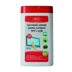 Servetele Umede pentru Curatarea Ecranelor TFT/LCD DACO, 100 Buc, Servetele Umede pentru Ecrane, Servetele Umede pentru Televizor, Servetele Umede pentru Laptop, Servetele Umede pentru Telefon, Servetele Umede Curatare Ecrane