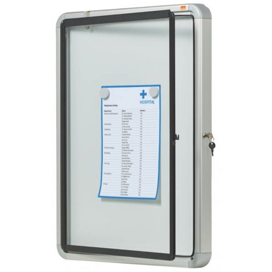 Avizier Magnetic 4xA4 Nobo, Carcasa Metalica Exterior, Lacat cu 2 Chei, Alb, Aviziere Magnetice, Avizier Nobo, Aviziere Nobo, Avizier Scoala, Avizier Scolar, Aviziere Magnetice Scoala, Aviziere Scolare Magnetice, Avizier cu Lacat, Avizier Exterior