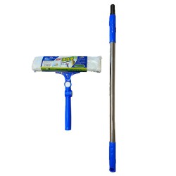 Racleta Geamuri Rotativa cu Coada Telescopica, Lungime 90-132 cm, Culoare Albastra, Stergator Geam Telescopic, Stergator de Geamuri, Stergator de Geamuri cu Coada, Stergatoare geam, Stergator Ferestre, Stergator Profesional Geamuri