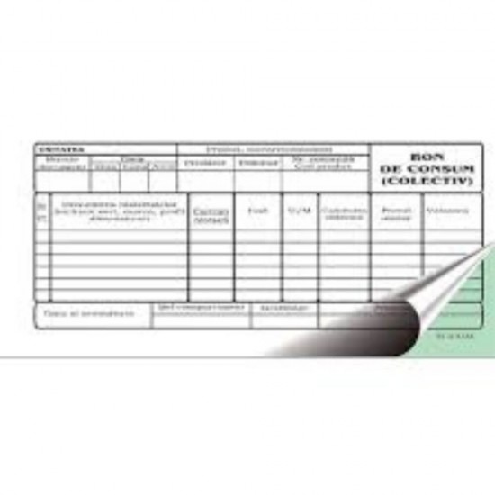 Bon de Consum Colectiv 1/3 A4, 50 Set/Carnet, 2 Ex - Formulare Tipizate Autocopiative