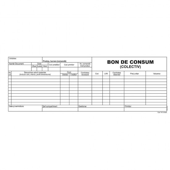 Bon de Consum Colectiv, Format 1/2 A4, 100 File/Carnet, Bonuri de Consum, Bonuri Colective de Consum