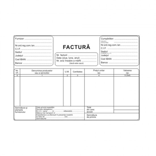 Facturi fara TVA A5, 3 Ex, 50 Seturi/Carnet - Formulare Tipizate Autocopiative