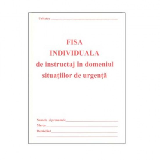 Fisa Instruire Individuala pentru Protectia Muncii A5, 8 File/Carnet - Formular P.S.I