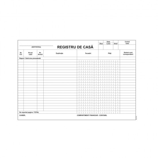 Registru de Casa A4, 100 File/Carnet - Formular Tipizat pentru Gestiune