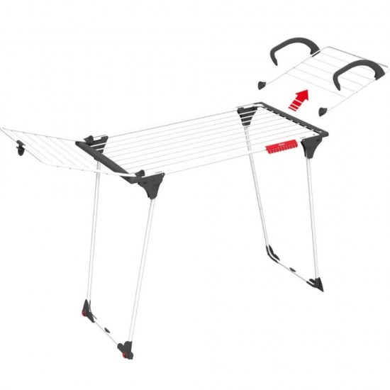 Uscator de Rufe Vileda Premium 2 in 1, 18 m, Otel, Alb si Negru, Uscator Haine, Uscatoare Metal pentru Rufe, Uscator de Intins Rufe, Uscatoare Rufe Vileda, Vileda Uscatoare Haine, Suport pentru Rufe