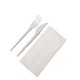 Set Tacamuri Plastic Unica Folosinta OTI, 100 Buc/Set, Furculita, Cutit si Servetel, Culoare Alba, Tacamuri Fast Food, Seturi Unica Folosinta Catering, Tacamuri de Unica Folosinta, Tacamuri de Plastic