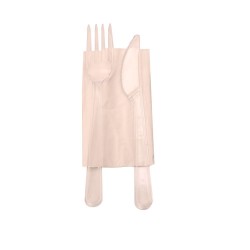 Set Tacamuri Plastic Unica Folosinta OTI, 100 Buc/Set, Furculita, Cutit si Servetel, Transparent, Tacamuri Fast Food, Seturi Unica Folosinta Catering, Tacamuri de Unica Folosinta, Tacamuri de Plastic