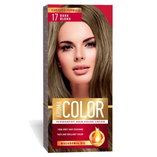 Vopsea de Par Permanenta AROMA Color, 17 Nuanta Blond Inchis, 90 ml, Vopsea Permanenta, Vopsea AROMA