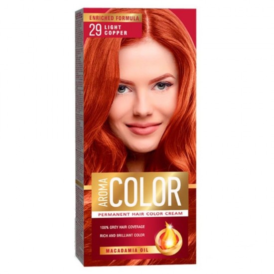 Vopsea de Par Permanenta AROMA Color, 29 Nuanta Aramiu Deschis, 90 ml, Vopsea Permanenta, Vopsea AROMA
