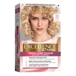 Vopsea de Par Permanenta L'OREAL Paris Excellence Creme 10, Blond Extrem de Deschis, 192 ml, Cu Amoniac, Vopsea de Par, Vopsea de Par Permanenta, Vopsea de Par L'OREAL, Vopsea de Par L'OREAL Paris Excellence, Vopsea Permanenta L'OREAL