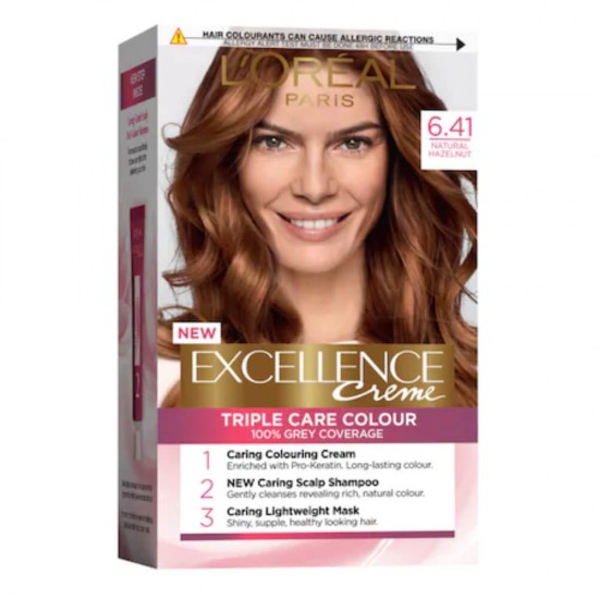 Vopsea de Par Permanenta L'OREAL Paris Excellence Creme 6.41, Maro Aluna, 192 ml, Cu Amoniac, Vopsea de Par, Vopsea de Par Permanenta, Vopsea de Par L'OREAL, Vopsea de Par L'OREAL Paris Excellence, Vopsea Permanenta L'OREAL