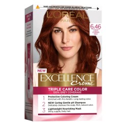 Vopsea de Par Permanenta L'OREAL Paris Excellence Creme 6.46, Aramiu Roscat, 192 ml, Cu Amoniac, Vopsea de Par, Vopsea de Par Permanenta, Vopsea de Par L'OREAL, Vopsea de Par L'OREAL Paris Excellence, Vopsea Permanenta L'OREAL