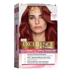 Vopsea de Par Permanenta L'OREAL Paris Excellence Creme 6.66, Rosu Intens, 192 ml, Cu Amoniac, Vopsea de Par, Vopsea de Par Permanenta, Vopsea de Par L'OREAL, Vopsea de Par L'OREAL Paris Excellence, Vopsea Permanenta L'OREAL