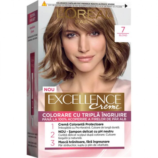 Vopsea de Par Permanenta L'OREAL Paris Excellence Creme 7, Blond, 192 ml, Cu Amoniac, Vopsea de Par, Vopsea de Par Permanenta, Vopsea de Par L'OREAL, Vopsea de Par L'OREAL Paris Excellence, Vopsea Permanenta L'OREAL