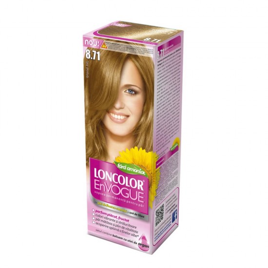 Vopsea de Par Permanenta, LONCOLOR En Vogue 8.71, Fara Amoniac, Blond Bej, 100 ml, Vopsea Permanenta pentru Par, Vopsea de Par LONCOLOR, Vopsea de Par Blond Bej, Vopsea de Par Fara Amoniac