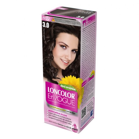 Vopsea de Par Permanenta Fara Amoniac, LONCOLOR En Vogue 3.0, Saten Inchis, 100 ml, Vopsea De Par Permanenta, Vopea pentru Par LONCOLOR, Vopsea de Par Saten Inchis, Vopsea pentru Par Fara Amoniac